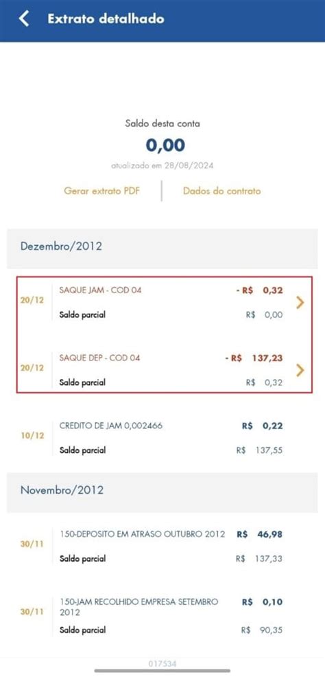 O que significa os códigos Saque DEP COD 01, 04, 60 e outros.